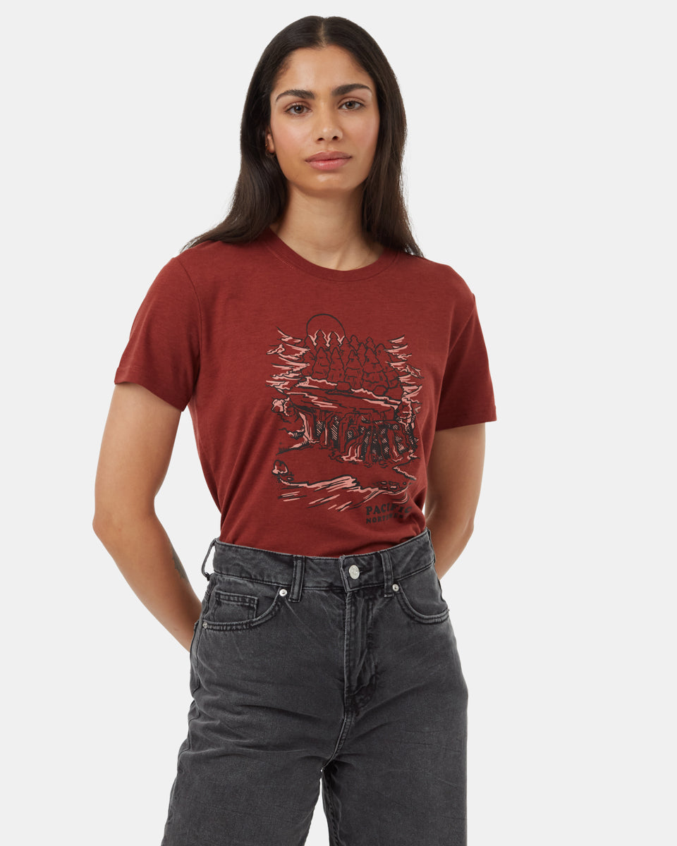 Tentree Women's Pacific Northwest T-Shirt - Spiced Apple Light Mahogany