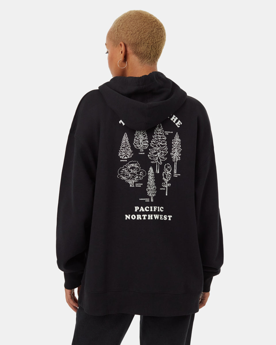 Tentree Women's Tree Species Oversized Zip Hoodie - Meteorite Black Cloud White