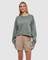 Tentree Women's Bluffs Cropped Crew - Agave Green