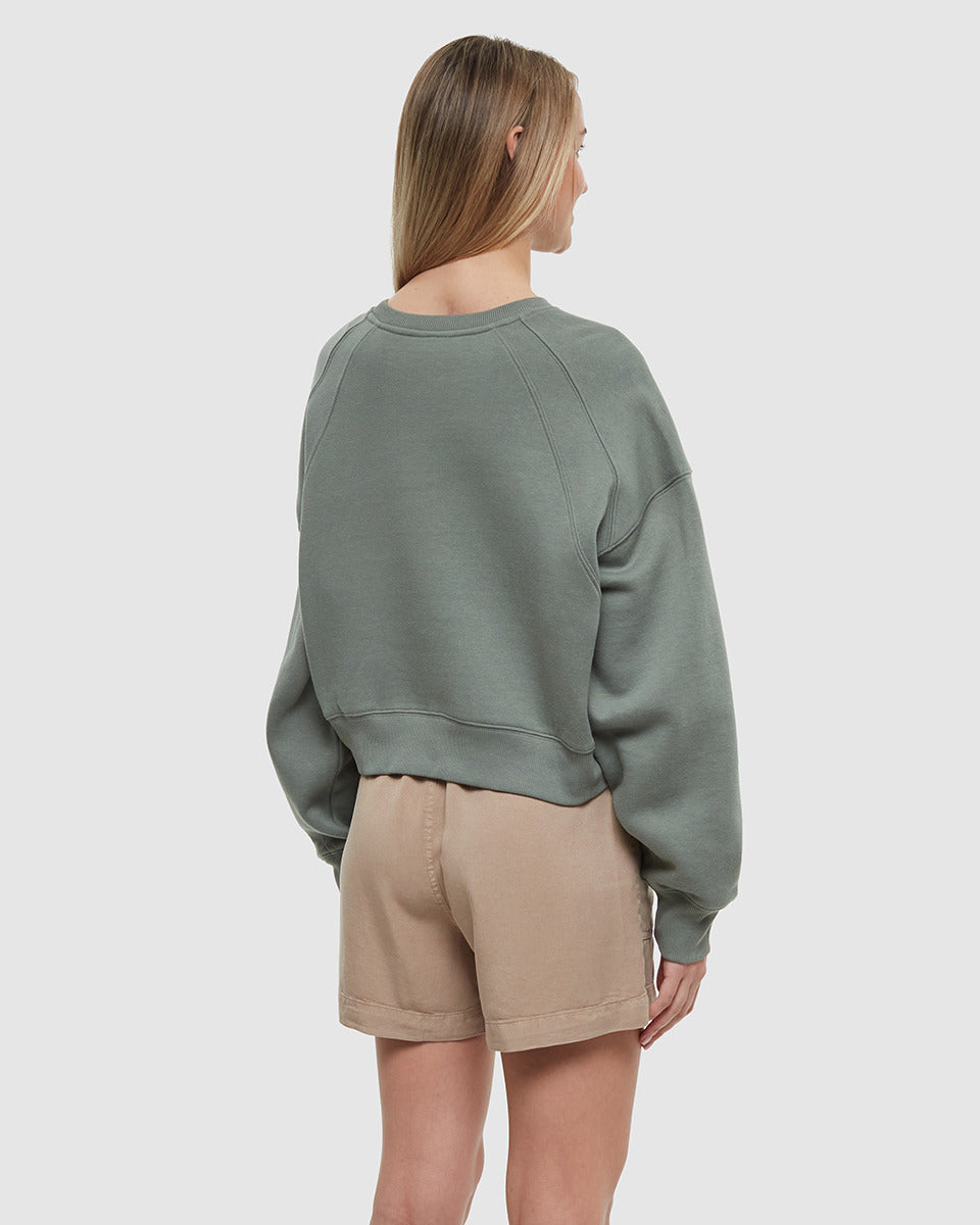 Tentree Women's Bluffs Cropped Crew - Agave Green