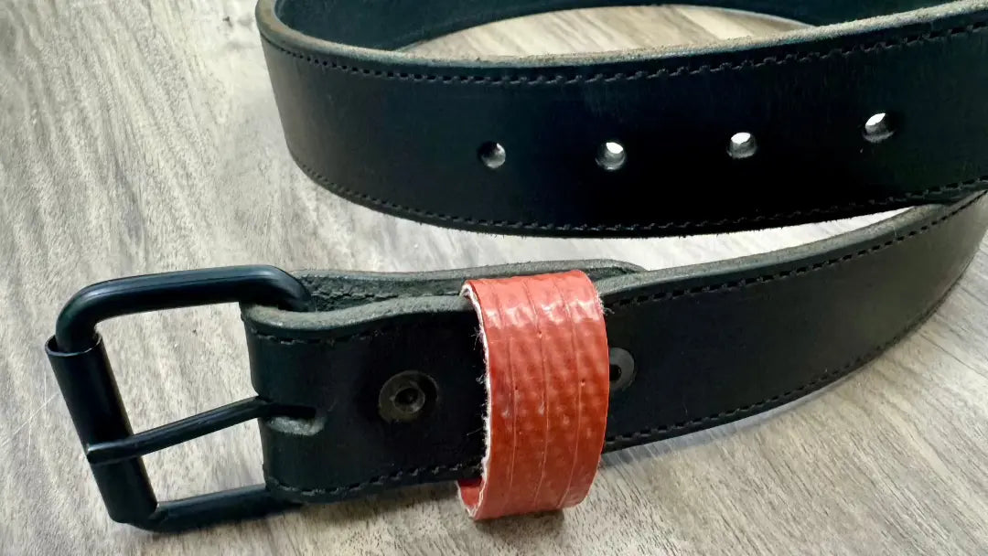 Recycled Firefighter Thin Red Line Premium Leather Belt — product view 2