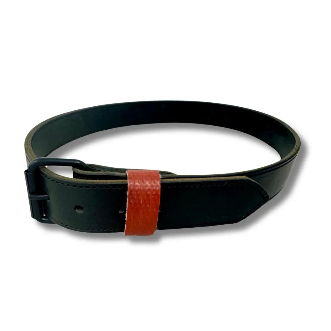 Recycled Firefighter Thin Red Line Premium Leather Belt — product view 1