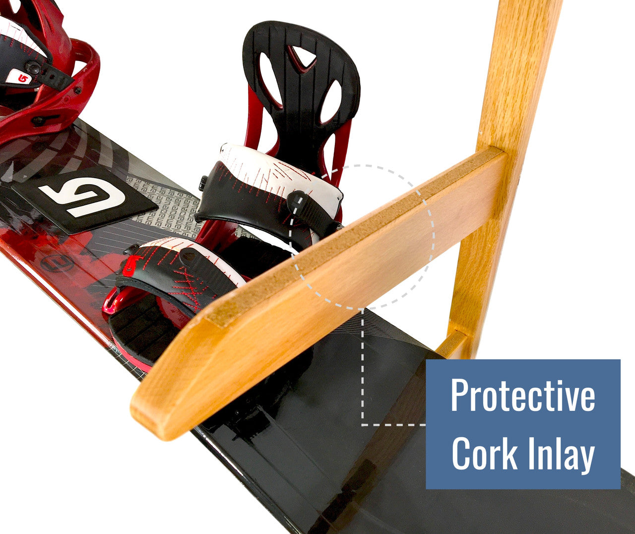TidyTimber Snowboard Storage Wood Rack | Holds 3 Snowboards - product view 4