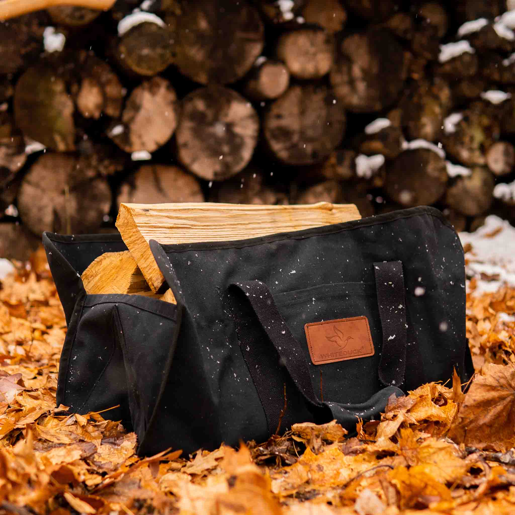 White Duck Tote Shape Canvas Firewood Log Carriers