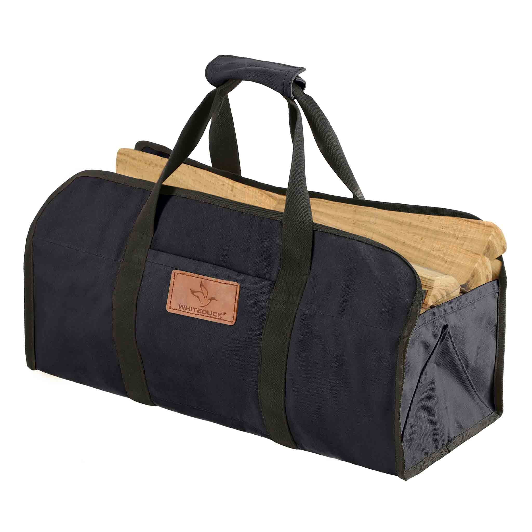 White Duck Tote Shape Canvas Firewood Log Carriers