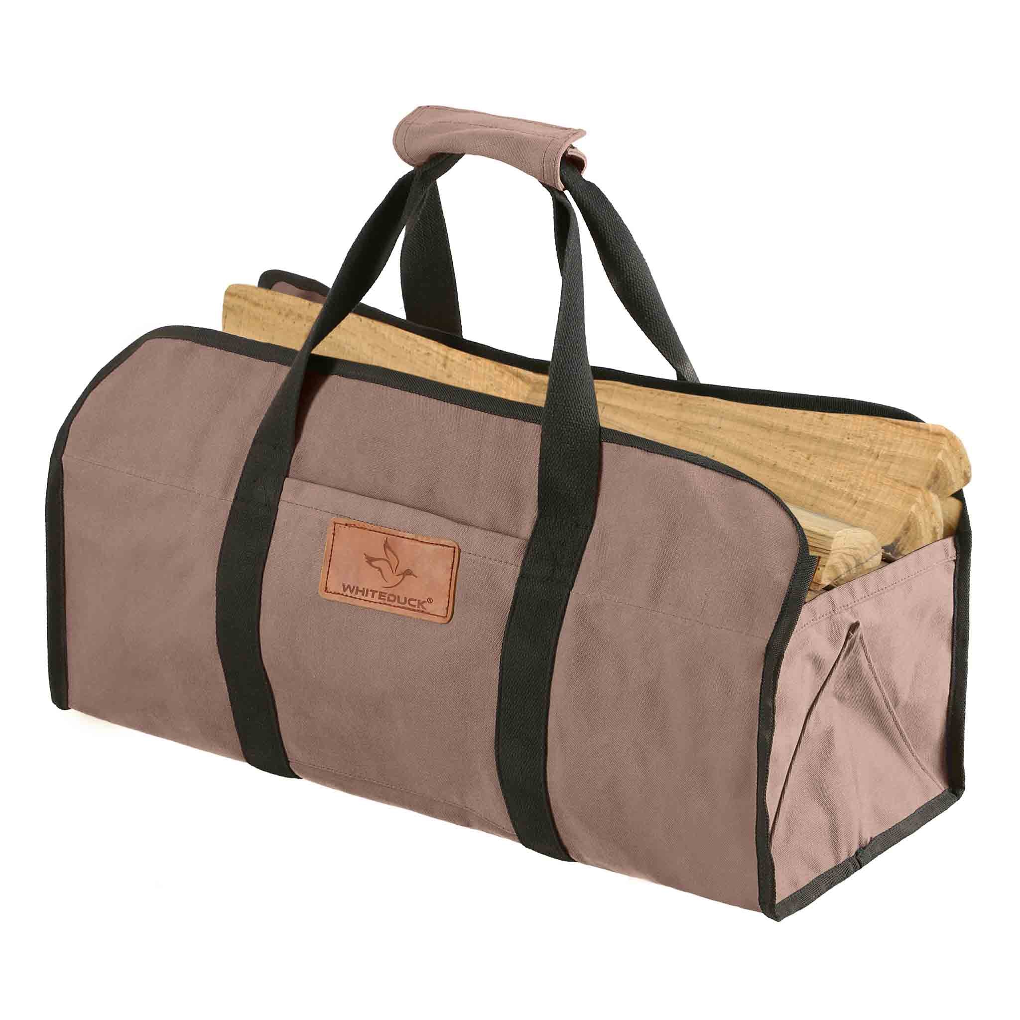 White Duck Tote Shape Canvas Firewood Log Carriers