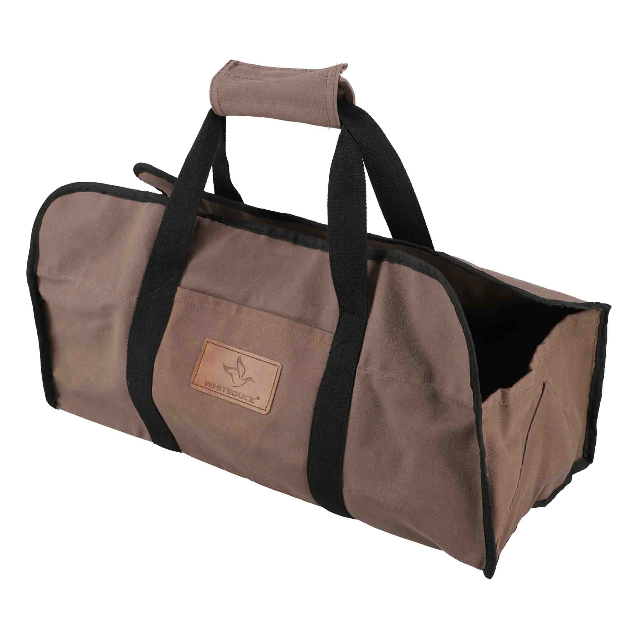 White Duck Tote Shape Canvas Firewood Log Carriers