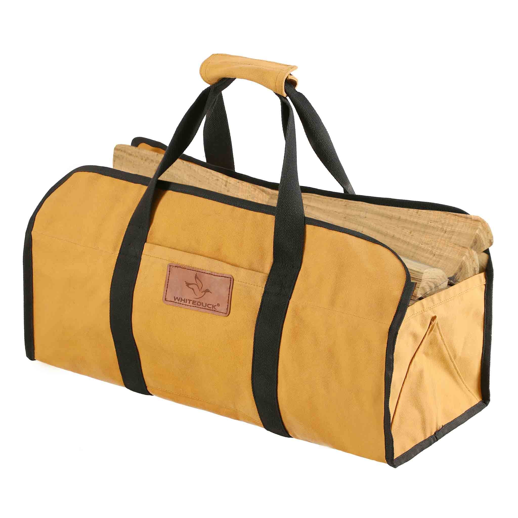 White Duck Tote Shape Canvas Firewood Log Carriers