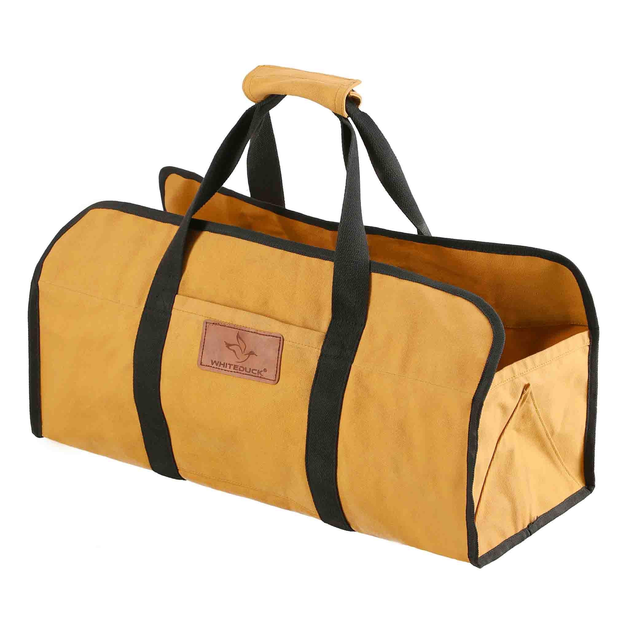 White Duck Tote Shape Canvas Firewood Log Carriers