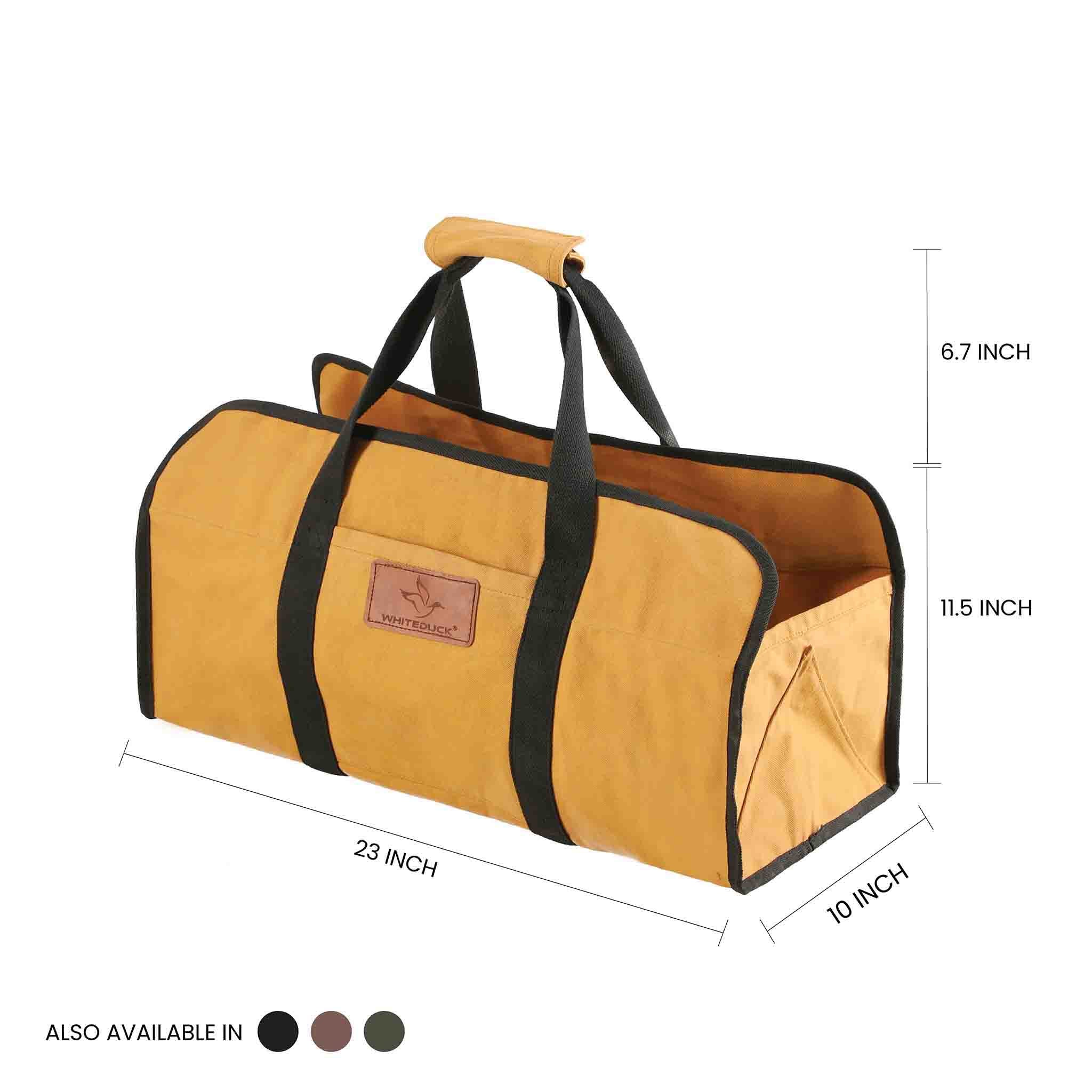 White Duck Tote Shape Canvas Firewood Log Carriers