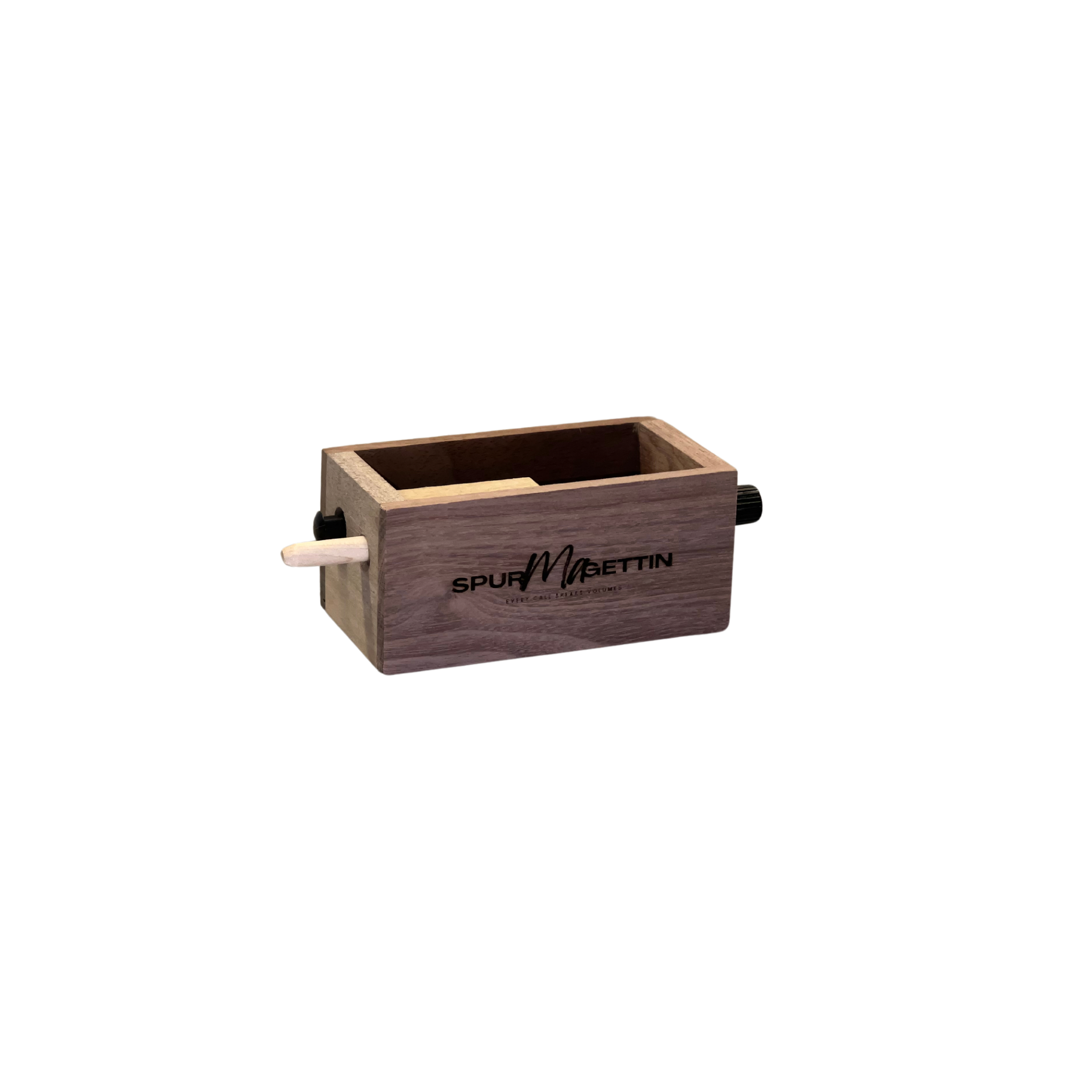 Spur-Ma-Gettin Push Button and Cluck Box Call in Black Walnut Wood – product image 1
