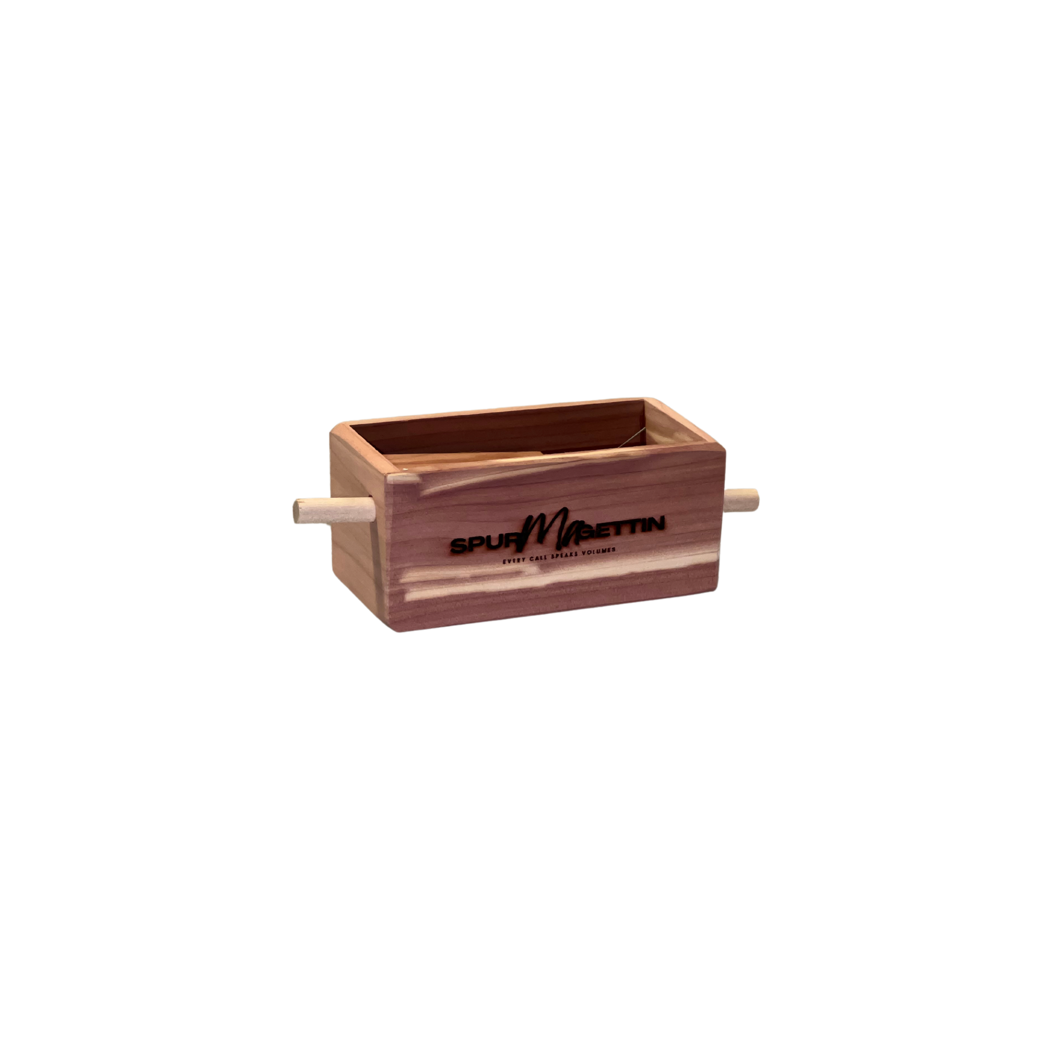 Spur-Ma-Gettin Push Button Box Call in Cedar Wood – product image 1