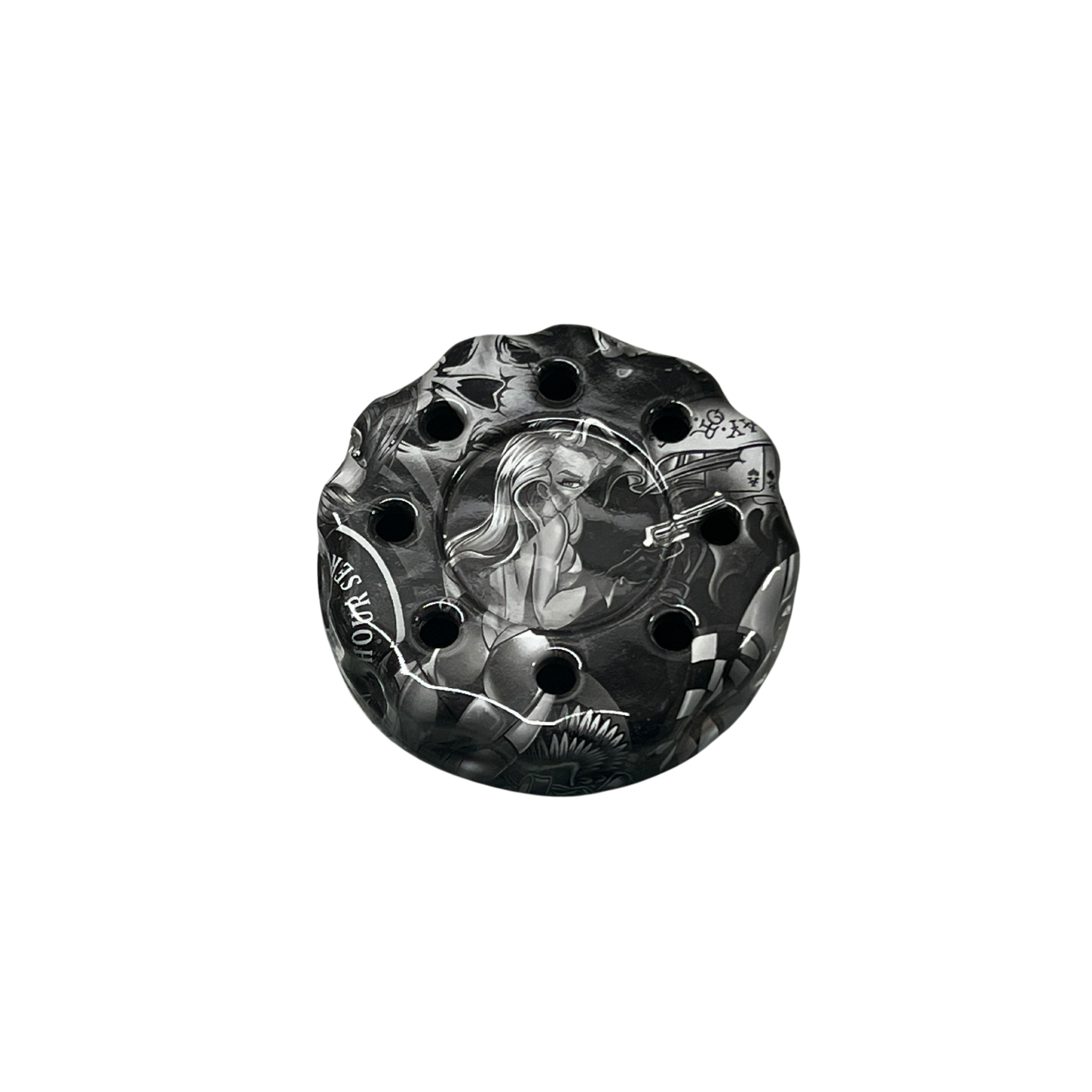 Spur-Ma-Gettin Single Sided Blasted Aluminum Top with Lady Bottom Pot Call – product image 1