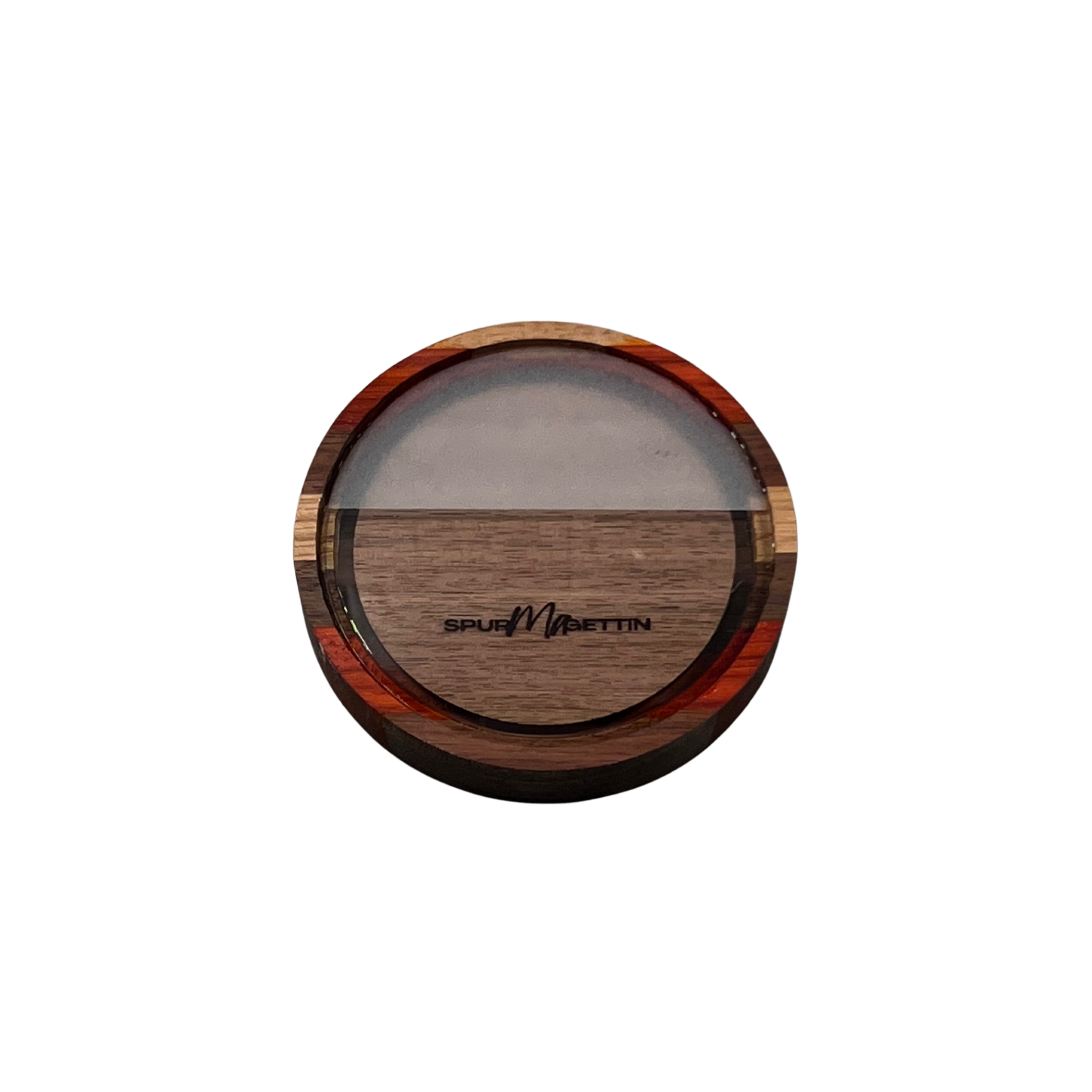 Spur-Ma-Gettin Single Sided Half Blasted Glass Top with Wooden Bottom Pot Call – product image 1