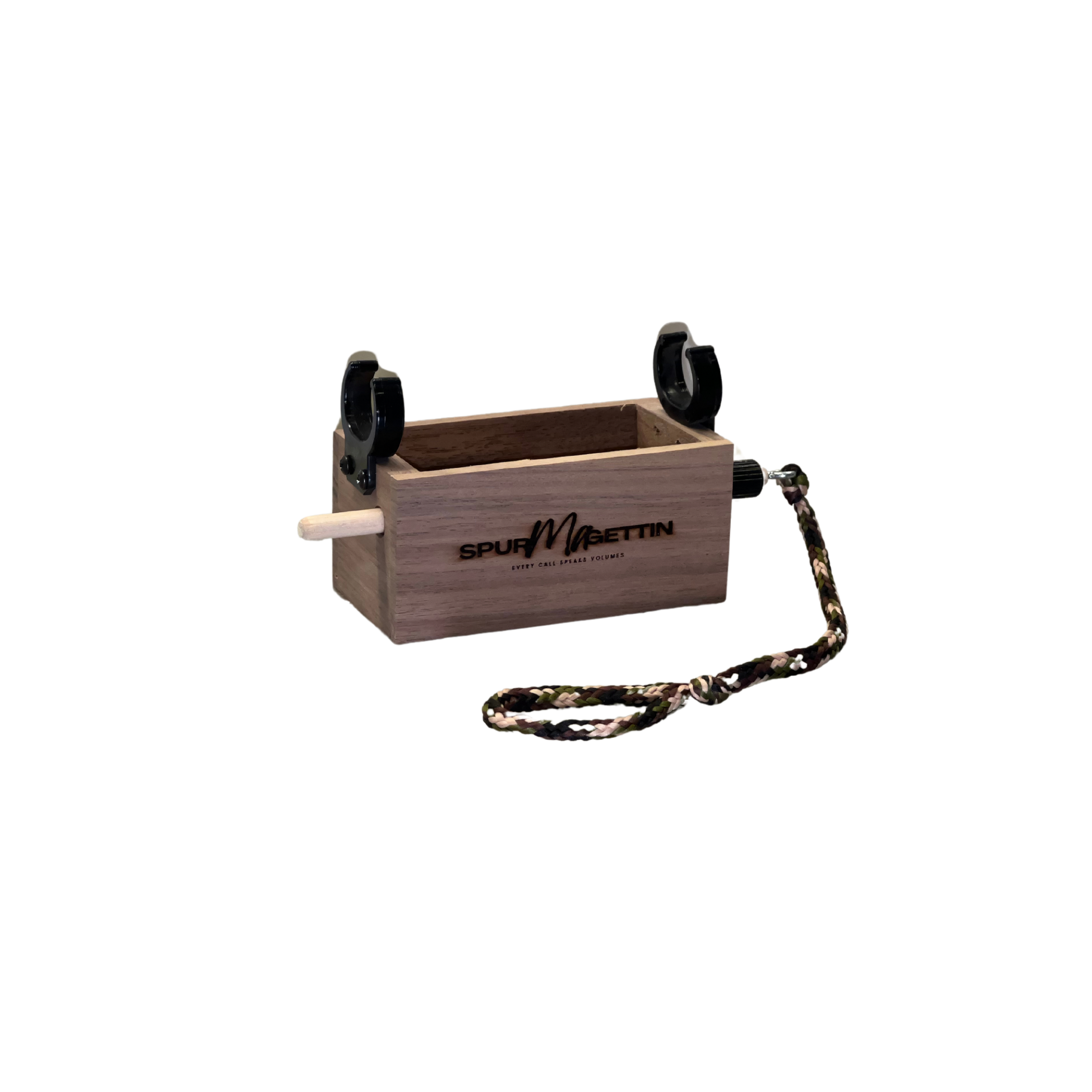 Spur-Ma-Gettin Gun Mount Push Button Box Call in Black Walnut Wood – product image 1