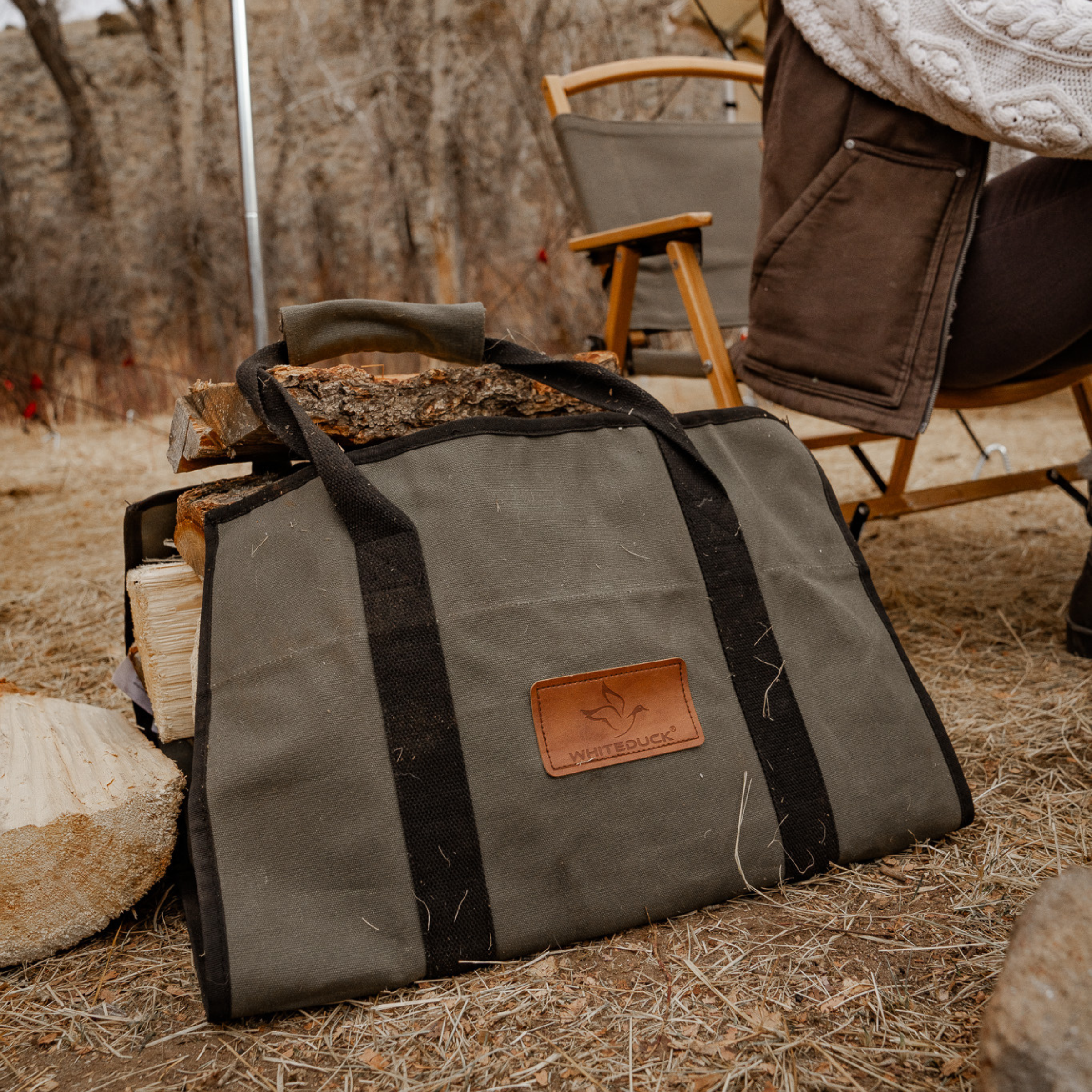 White Duck Rectangle Canvas Firewood Log Carriers