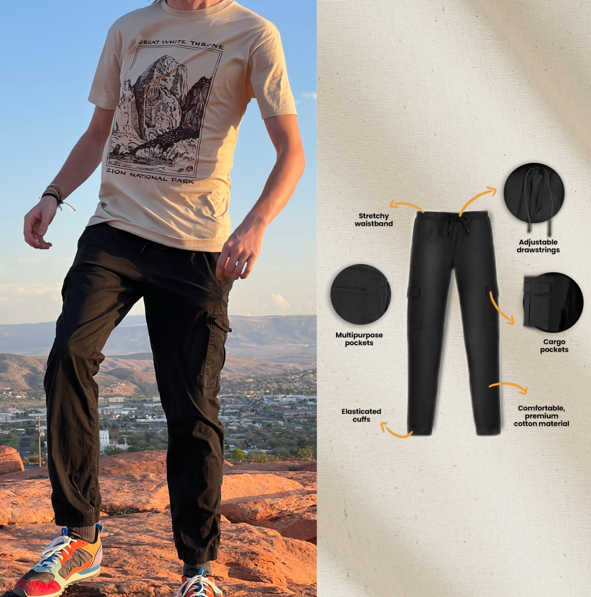 White Duck Cargo Stretch Jogger Pants