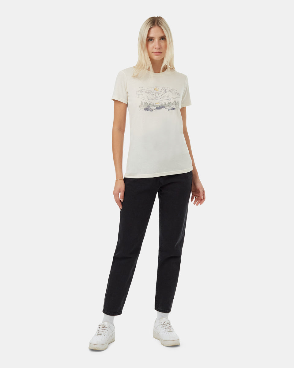 Tentree Women's Mountain Scene T-Shirt - Vintage White Meteorite Black