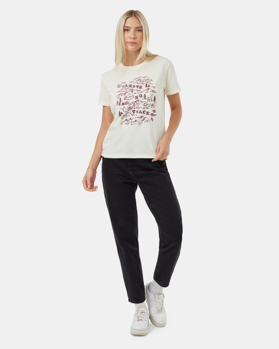 Tentree Women's Forest Map T-Shirt - Vintage White Plum Wine