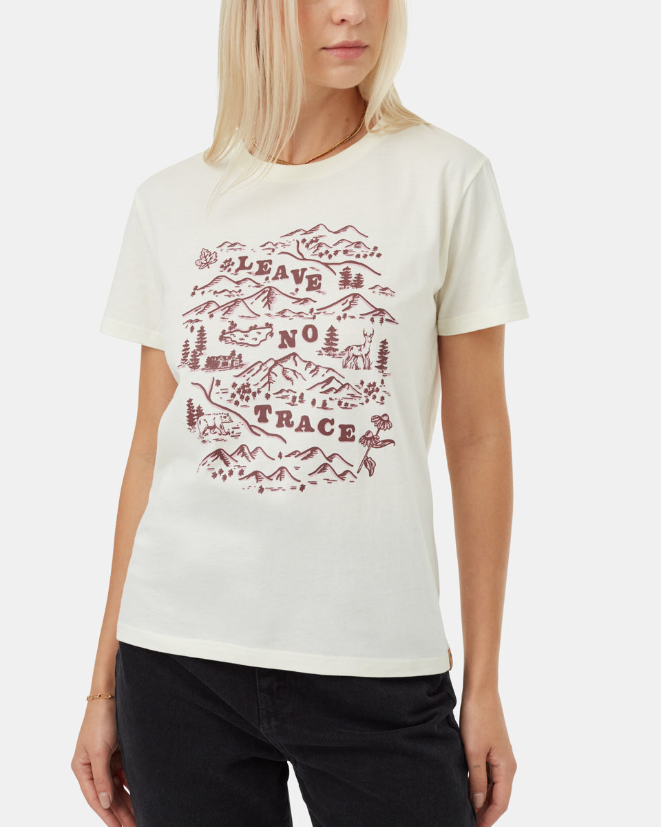 Tentree Women's Forest Map T-Shirt - Vintage White Plum Wine