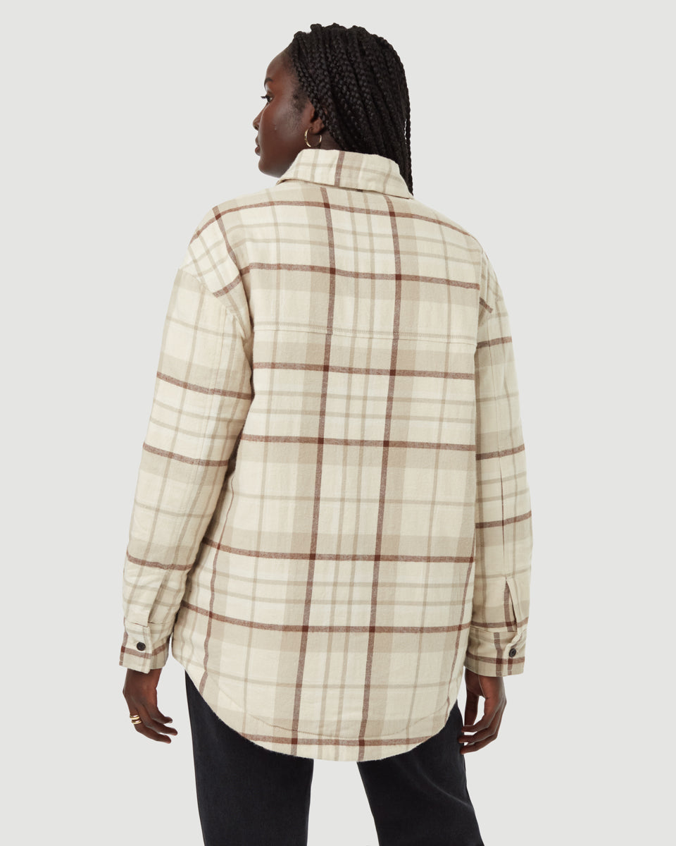 Tentree Women's Kapok Flannel Insulated Jacket - Vintage White Dark Taupe