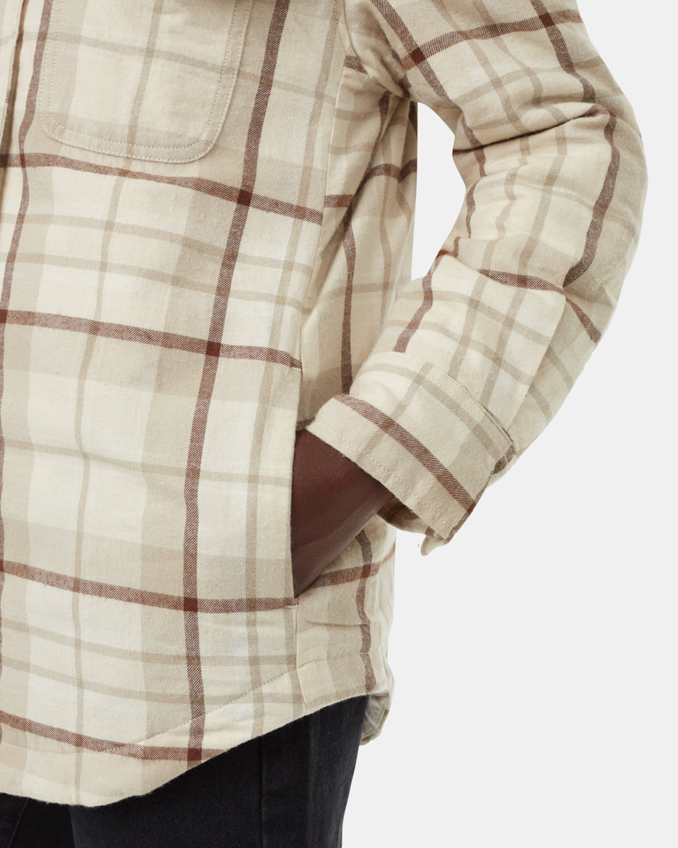 Tentree Women's Kapok Flannel Insulated Jacket - Vintage White Dark Taupe
