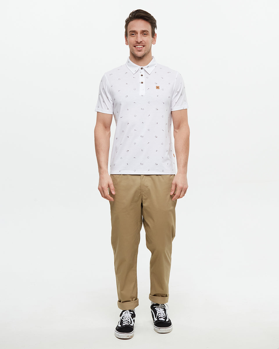 Tentree Men's Astir Polo - White Everyday Adventure Falcon