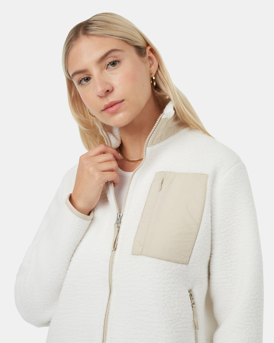 Tentree Women's Ecoloft Zip Jacket - Vintage White Pale Oak