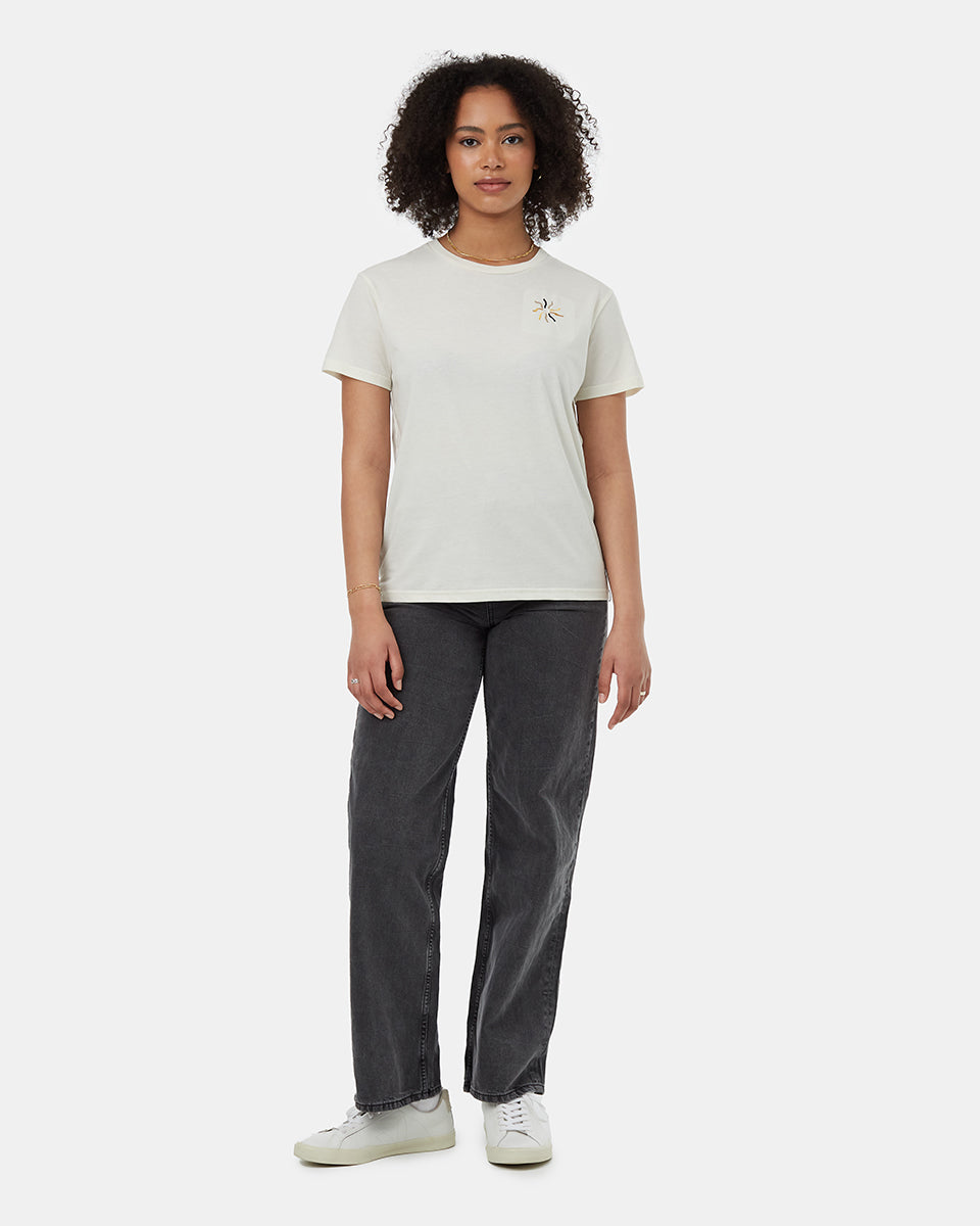 Tentree Women's Be Present T-Shirt - Cloud White Dress Blue
