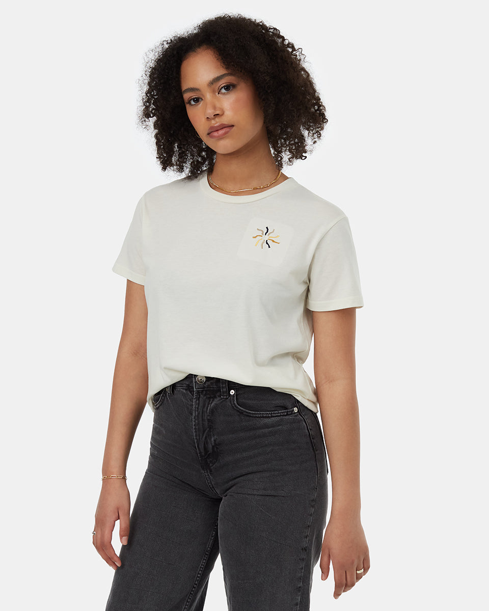 Tentree Women's Be Present T-Shirt - Cloud White Dress Blue
