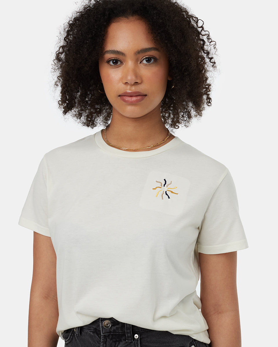 Tentree Women's Be Present T-Shirt - Cloud White Dress Blue