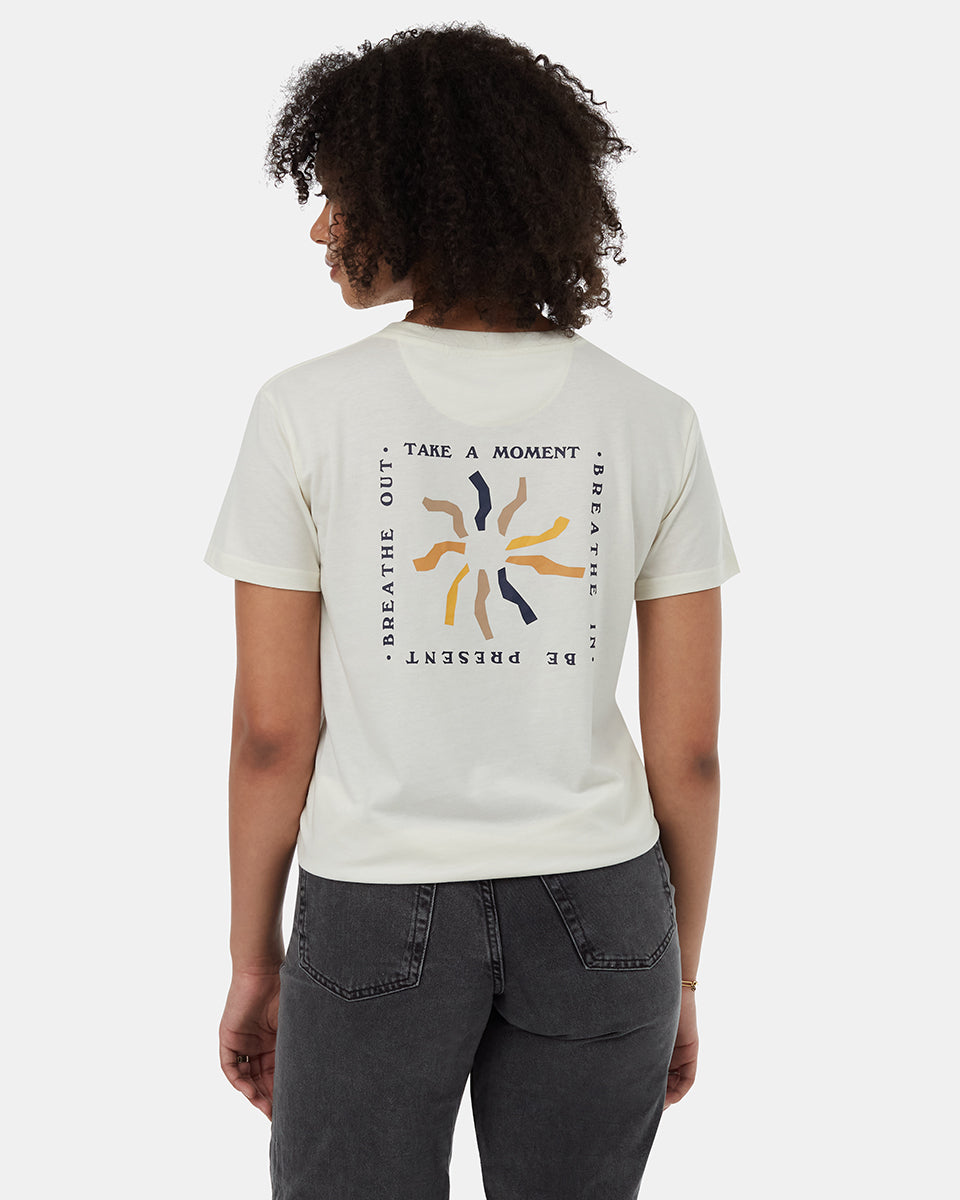Tentree Women's Be Present T-Shirt - Cloud White Dress Blue