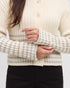 Tentree Women's Monarch Cardigan - Cotton White Light Grey Heather Barre Stripe