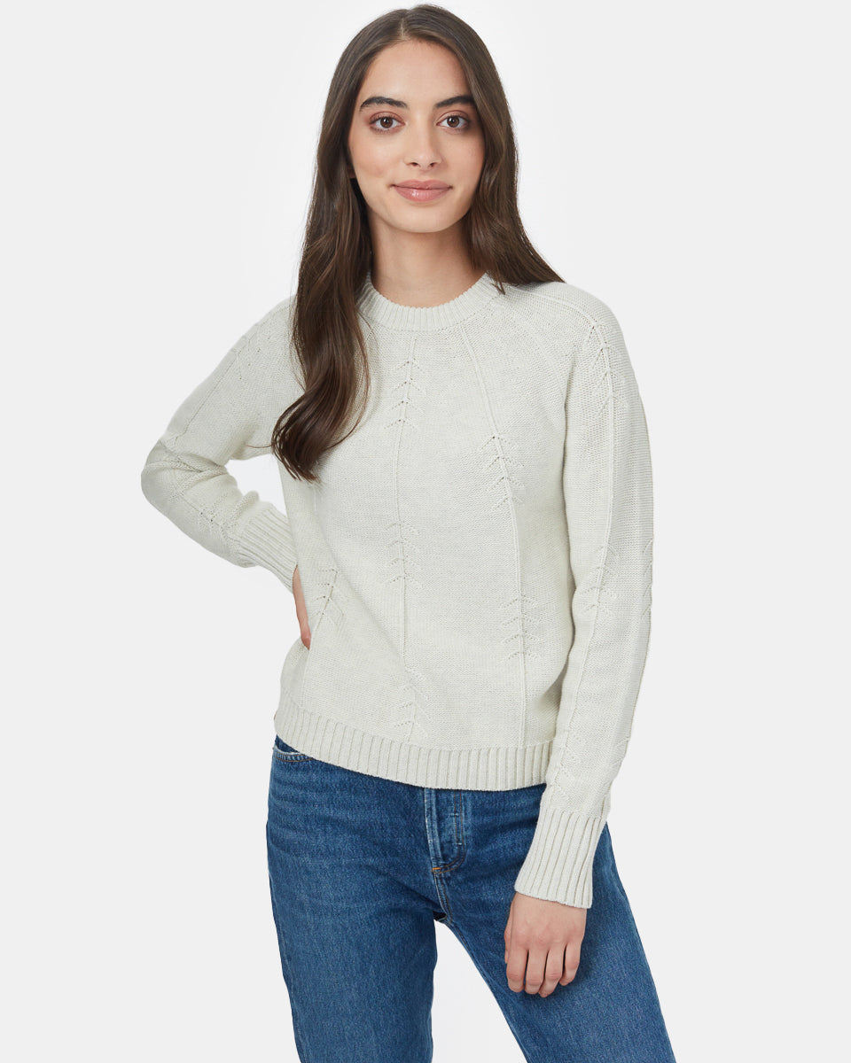 Tentree Highline TreeStitch Crew Sweater - Elm White Heather