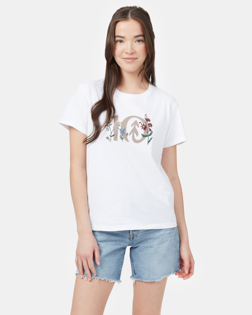 Tentree Floral Logo T-Shirt - White