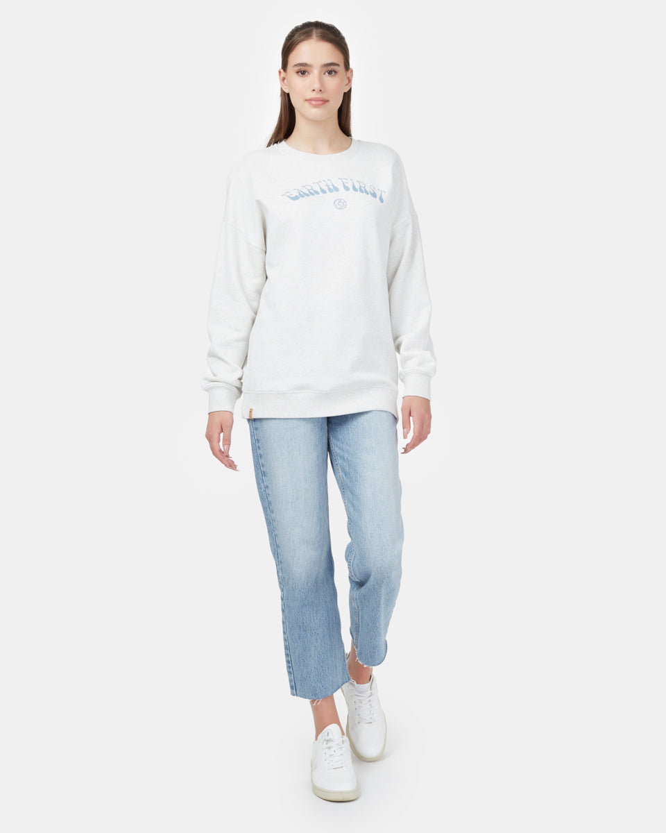 Tentree Earth First Oversized Crew - Elm White Heather