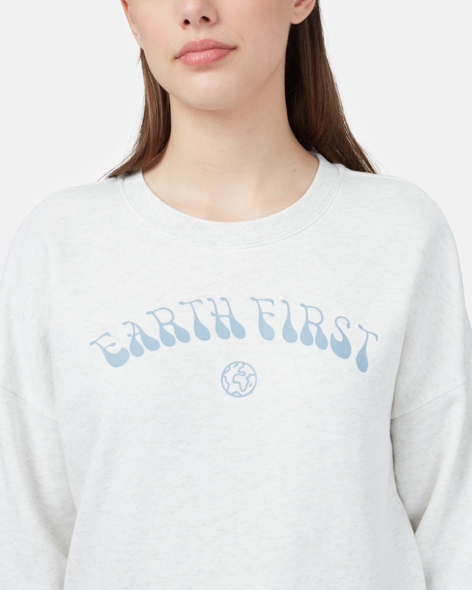 Tentree Earth First Oversized Crew - Elm White Heather