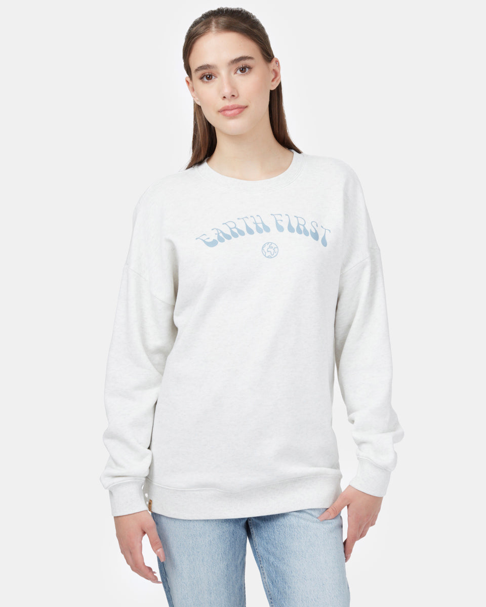 Tentree Earth First Oversized Crew - Elm White Heather