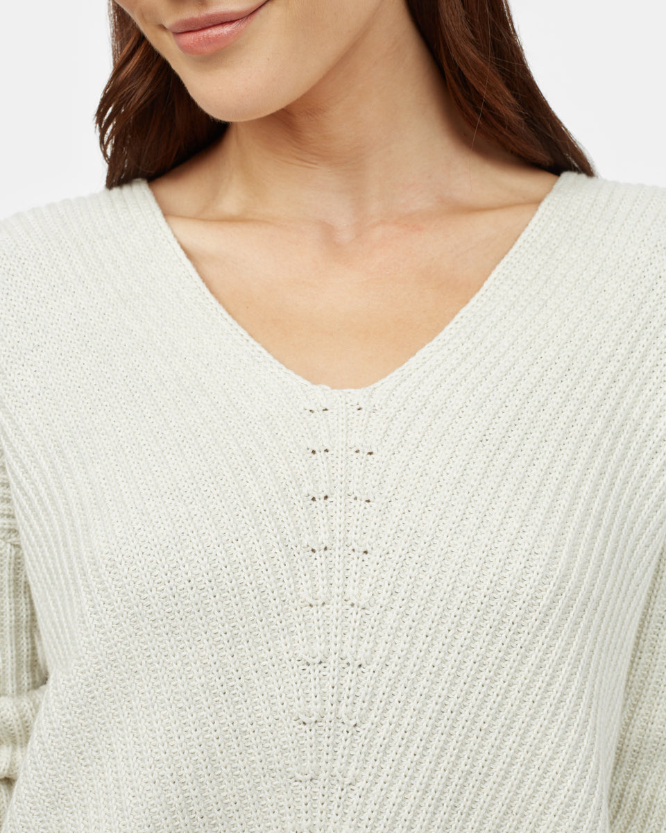 Tentree Highline V-Neck Sweater - Elm White Heather