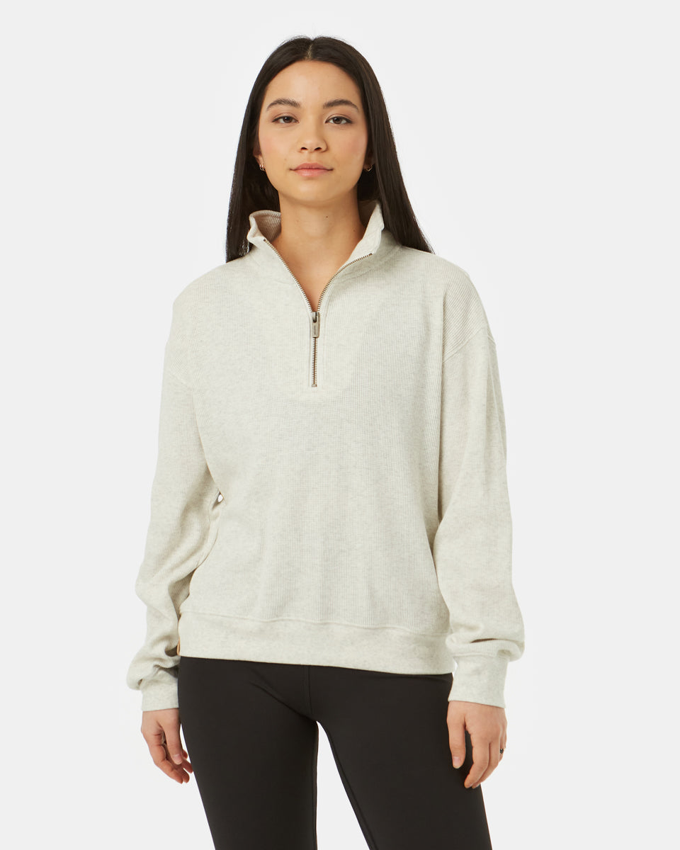 Tentree TreeWaffle Half Zip - Elm White Heather