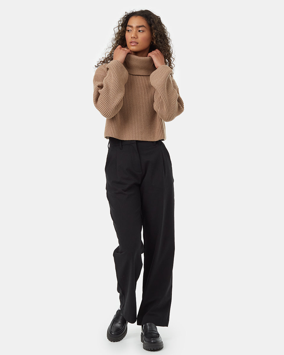 Tentree Women's Highline Wide Neck Turtleneck - Pine Bark