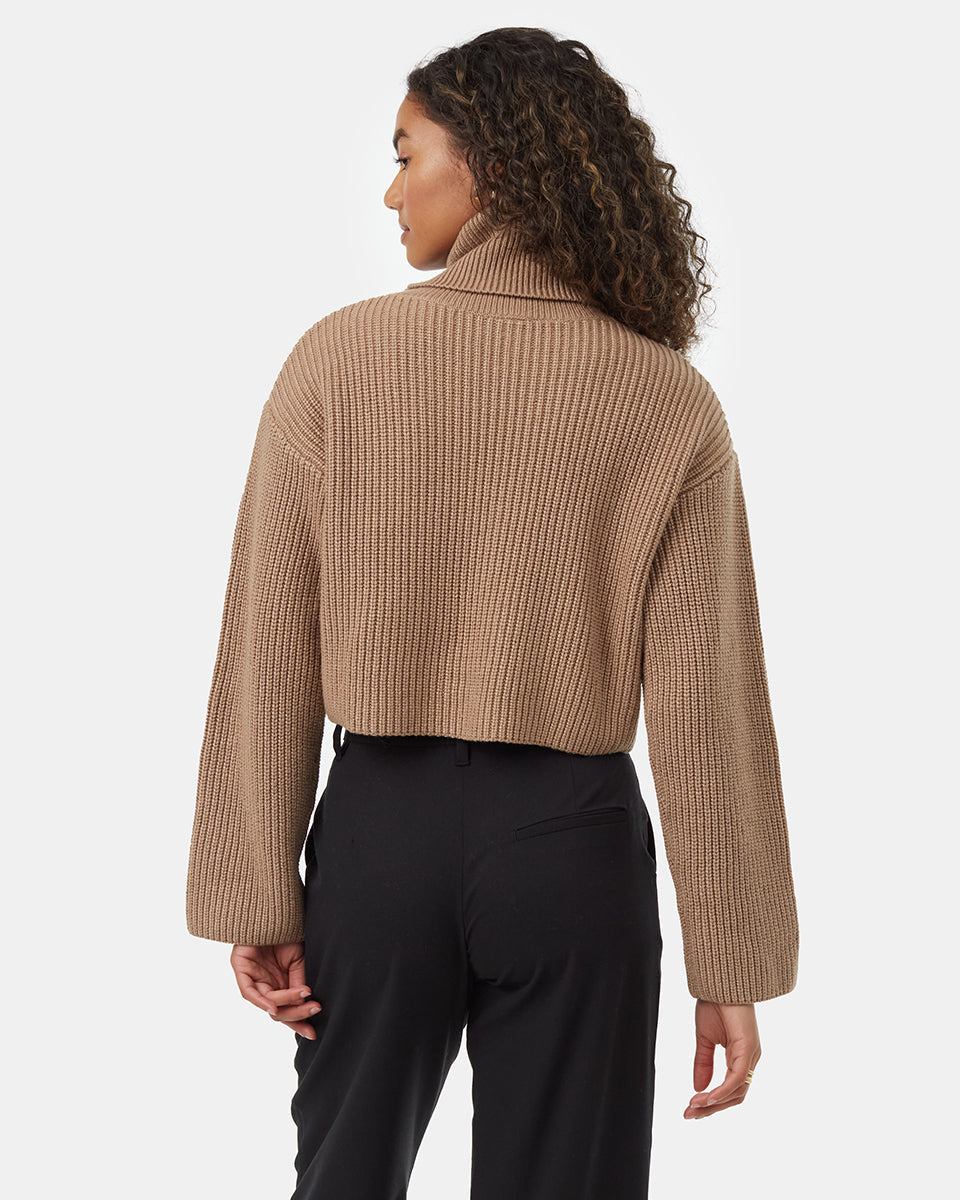 Tentree Women's Highline Wide Neck Turtleneck - Pine Bark