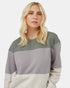 Tentree Women's Treefleece Blocked Crew - Agave Green Zinc Silver Cloud Grey