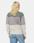 Tentree Women's Treefleece Blocked Crew - Agave Green Zinc Silver Cloud Grey