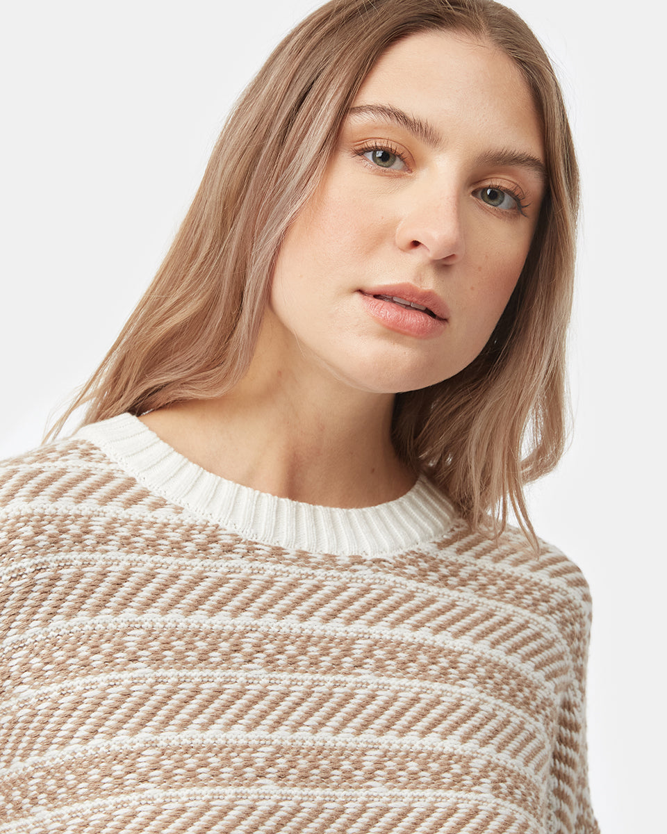 Tentree Women's Highline Intarsia Crew Sweater - Oatmeal Pine Bark