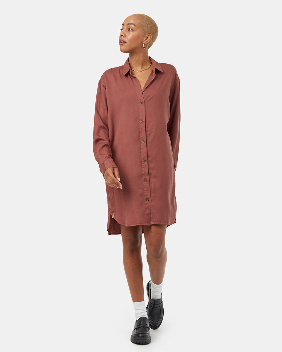 Tentree Women's Oversized Shirt Dress - Mesa Red