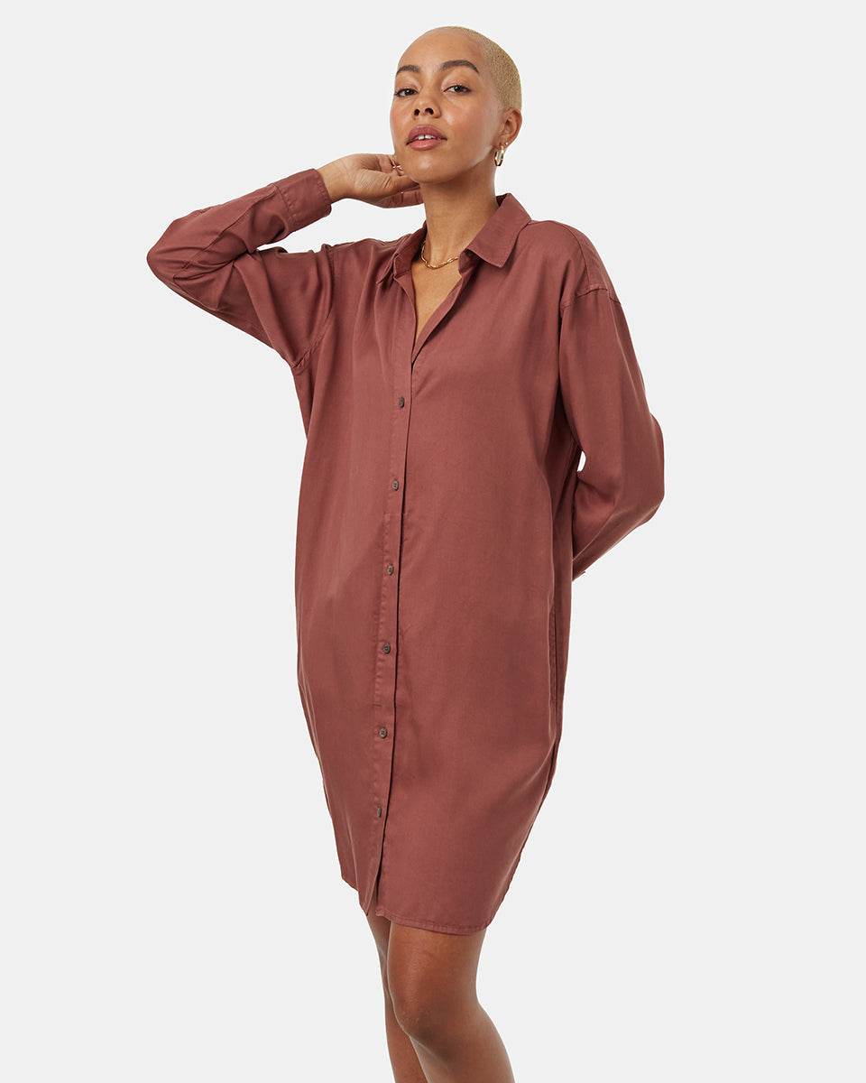 Tentree Women's Oversized Shirt Dress - Mesa Red