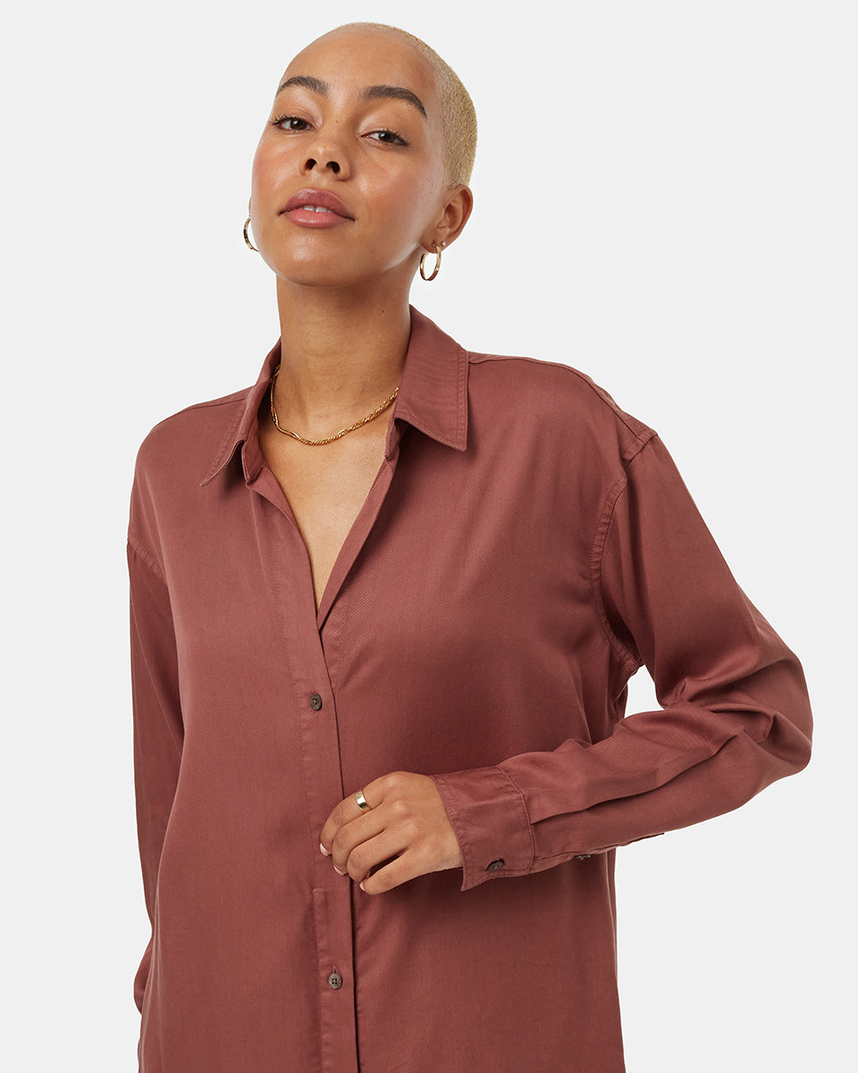 Tentree Women's Oversized Shirt Dress - Mesa Red