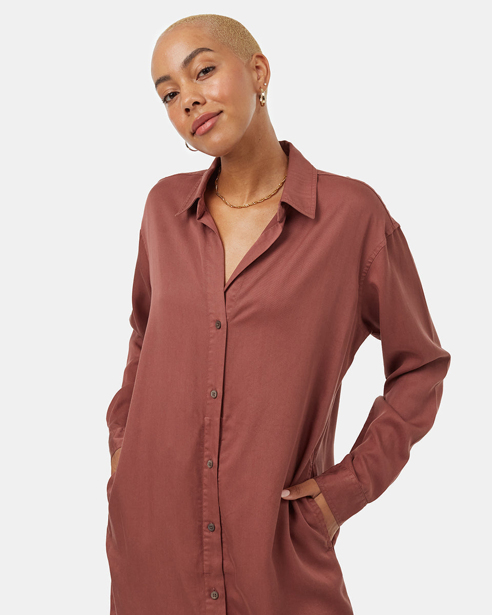 Tentree Women's Oversized Shirt Dress - Mesa Red
