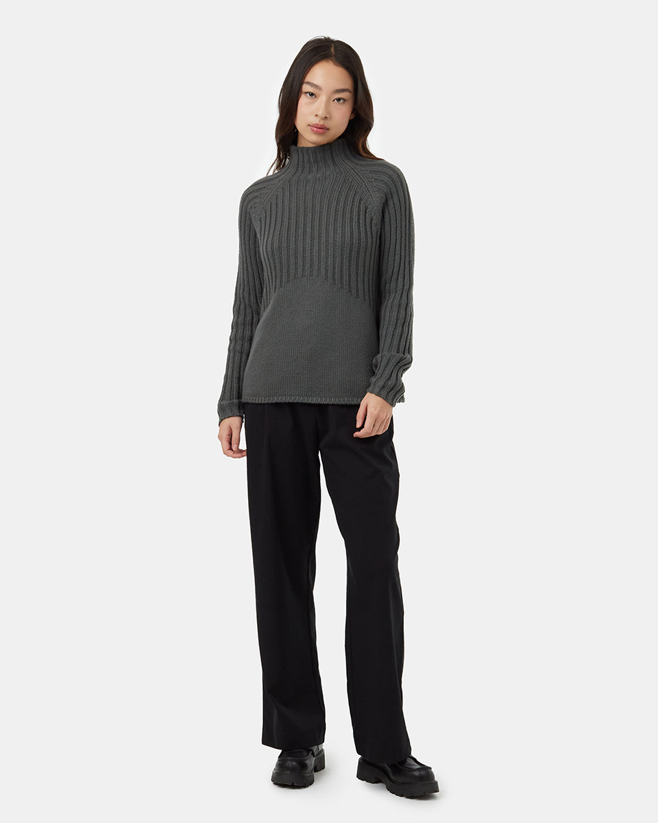 Tentree Women's Highline Mock Neck Sweater - Urban Green